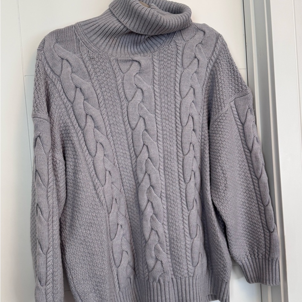 Aritzia Merino Wool Ribbed Sweater - Light Gray
